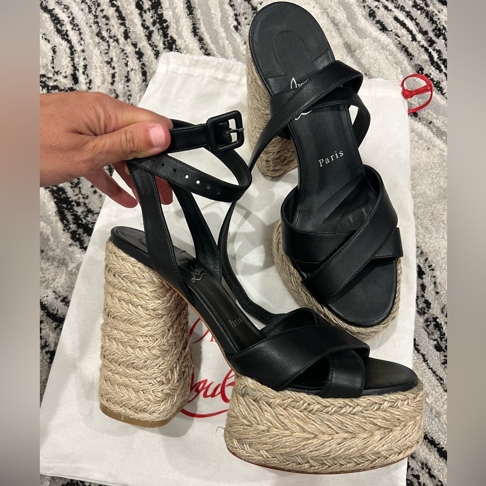 Christian Louboutin espadrille wedge sandals